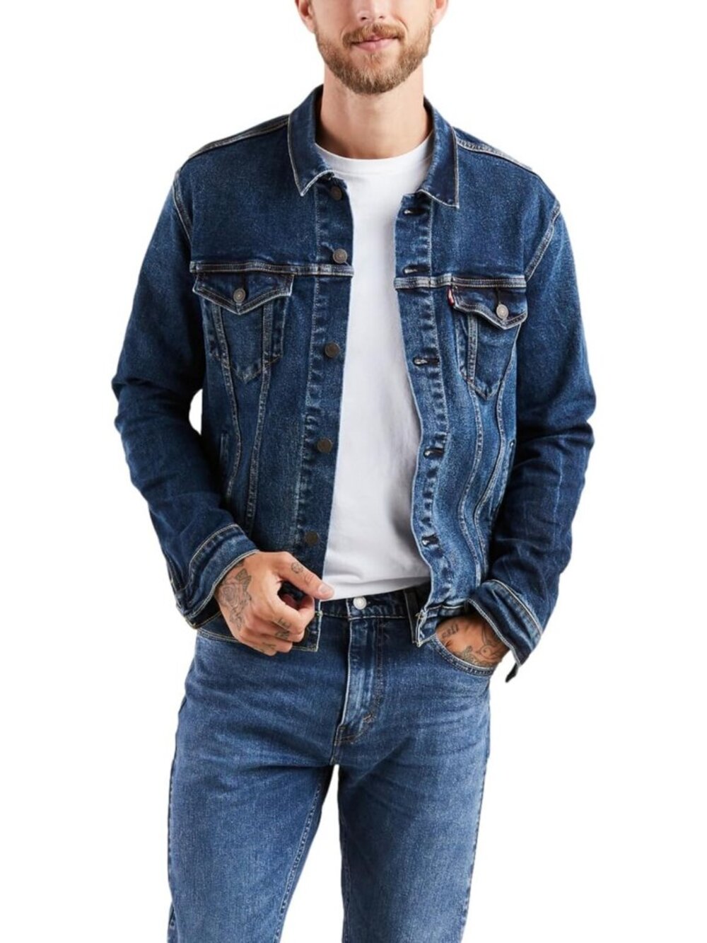 Stylish Men's Trucker Jacket | Classic Denim Outerwear | Versatile & Trendy - Picture 3 of 4
